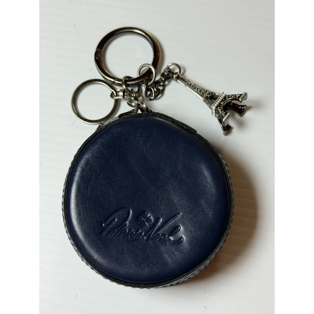 Patricia Nash Macaron Bag Charm Navy Blue Leather Paris Eiffel Tower Keychain OS